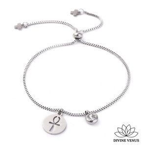 Ankh Stainless Steel Slider Bracelet